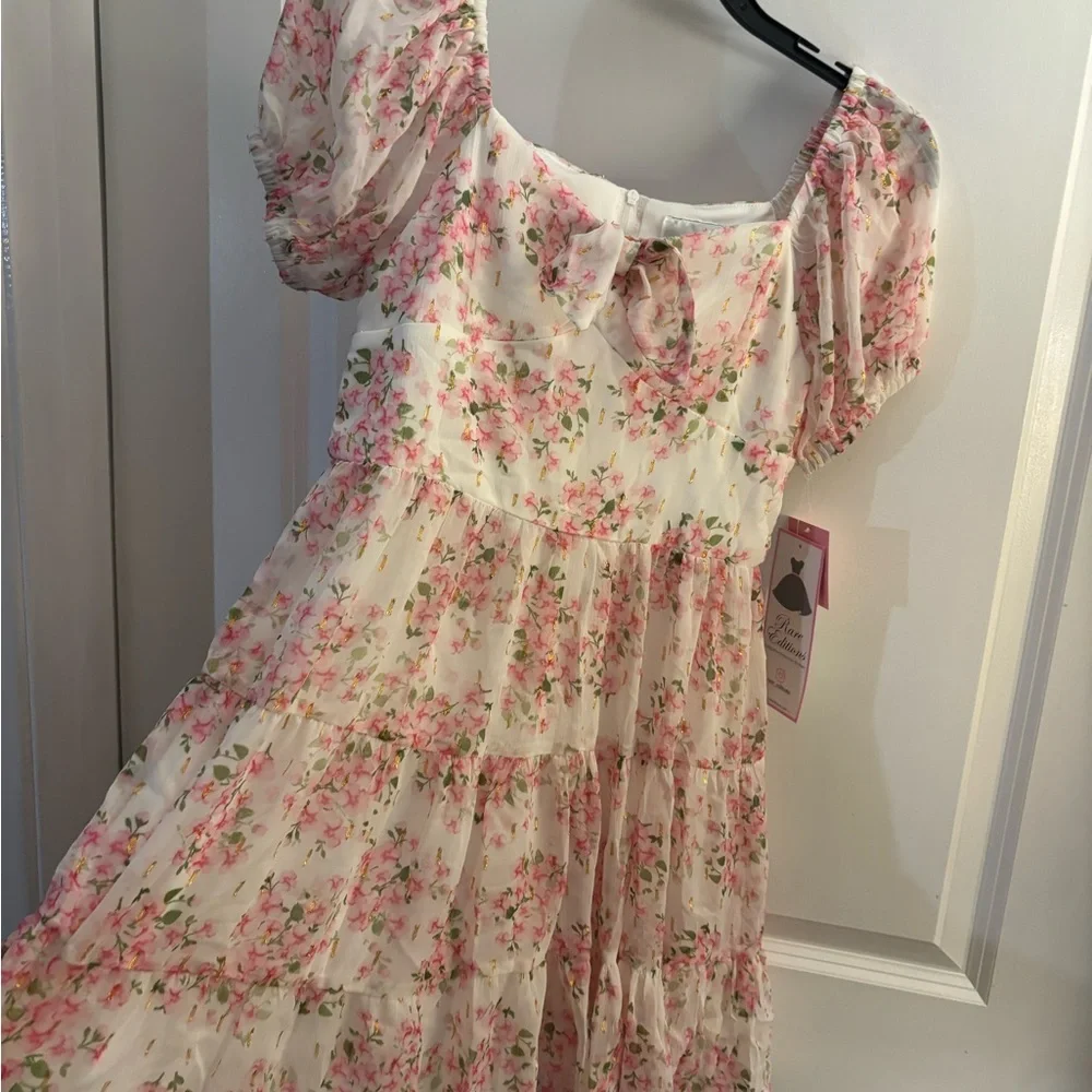 Girls' Rare Editions Floral Tiered Puff-Sleeve Dress Sz 14 NWT_6